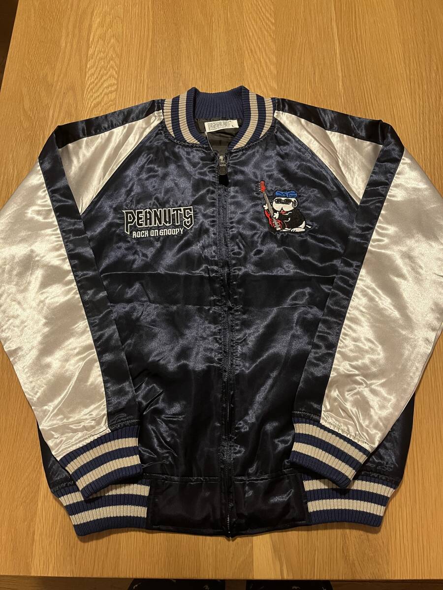 スヌーピー刺繍スカジャン LLサイズ ネイビー SNOOPY PEANUTS ロック柄 新品_画像2
