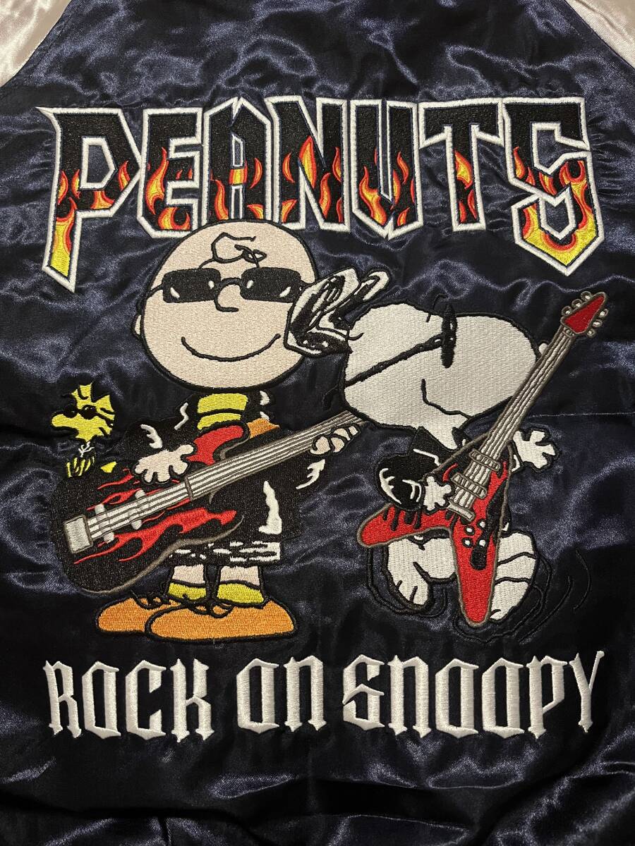 スヌーピー刺繍スカジャン LLサイズ ネイビー SNOOPY PEANUTS ロック柄 新品_画像3