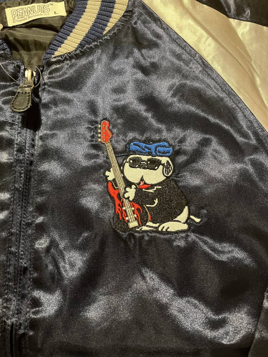 スヌーピー刺繍スカジャン LLサイズ ネイビー SNOOPY PEANUTS ロック柄 新品_画像5