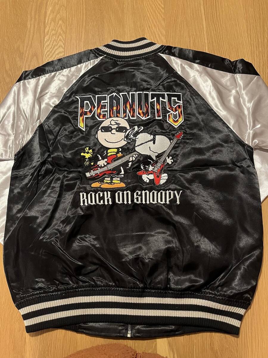 スヌーピー刺繍スカジャン　Mサイズ　ブラック　SNOOPY PEANUTS ロック柄　新品_画像7