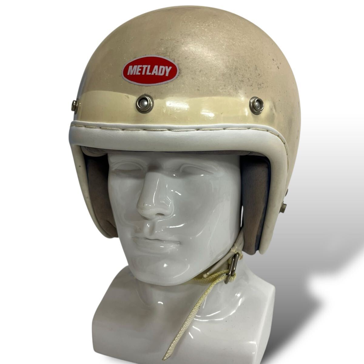 当時物/85’s/メット工業/ジェットヘルメット/革巻き/Joli/M/57-59㎝/METLADY/旧車/昭栄/Arai/新井広武/立花/KUNOH/MARUSHIN/レトロ_画像1