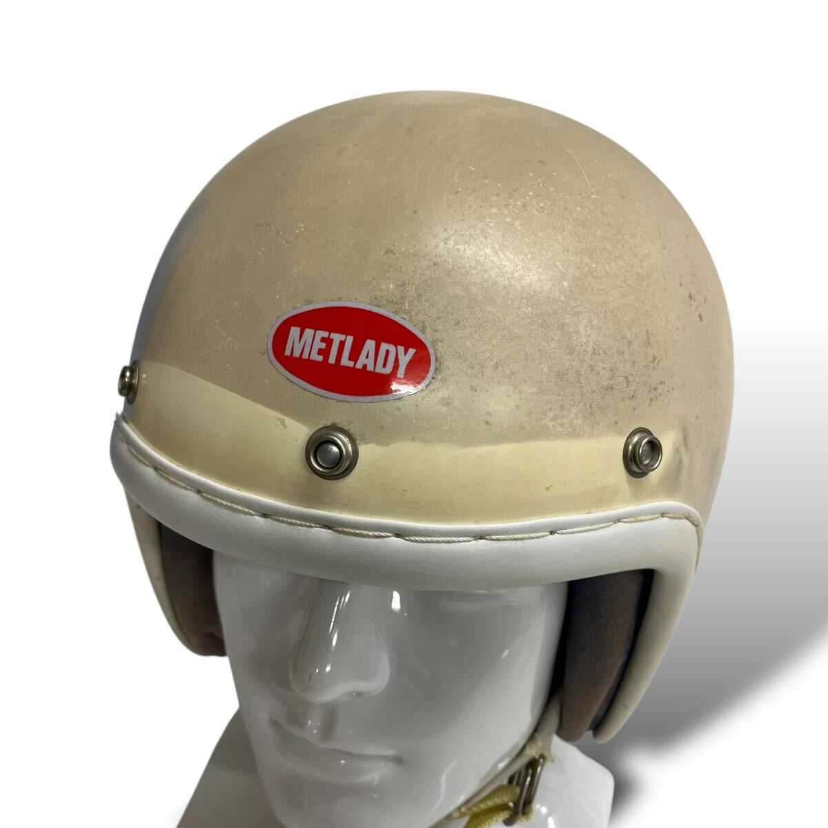 当時物/85’s/メット工業/ジェットヘルメット/革巻き/Joli/M/57-59㎝/METLADY/旧車/昭栄/Arai/新井広武/立花/KUNOH/MARUSHIN/レトロ_画像2