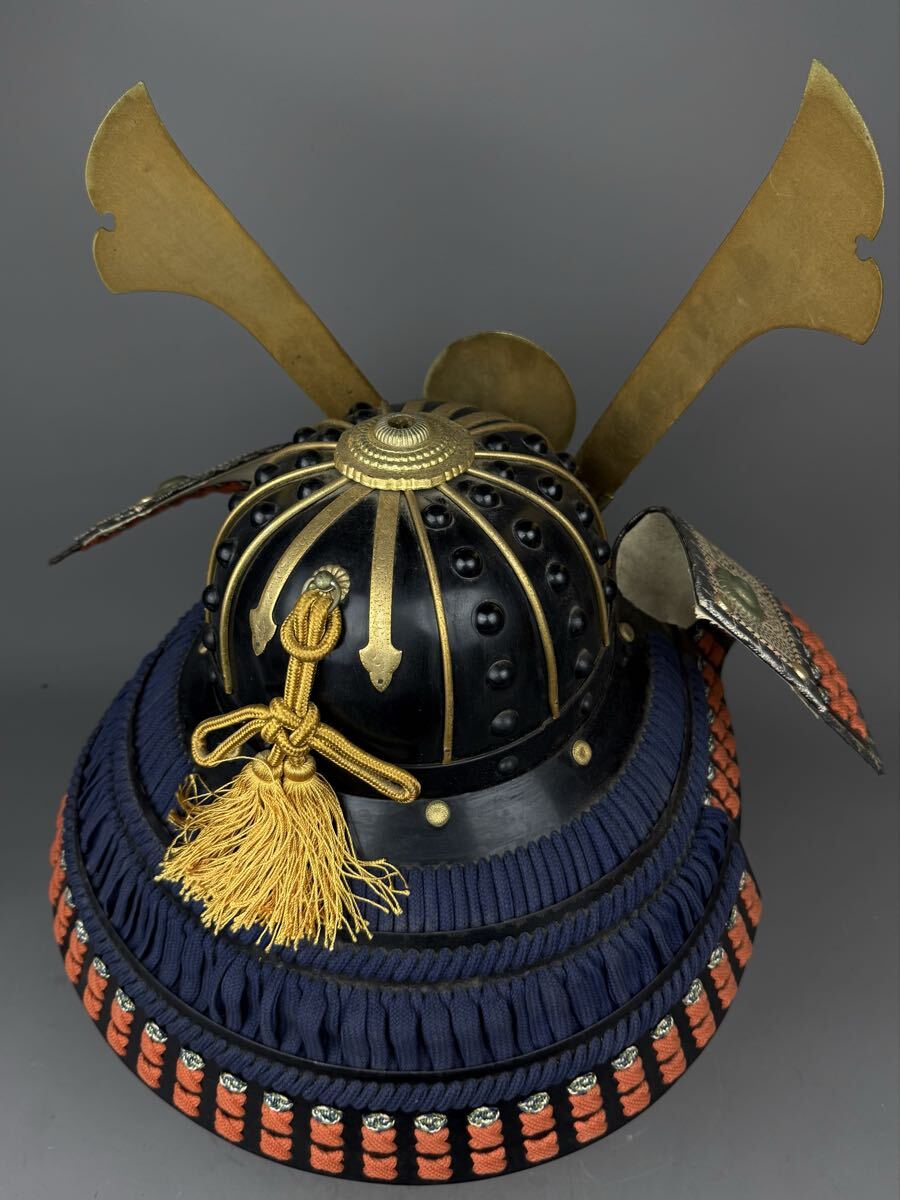 本時代 兜 鎧 武具 鎧兜 十間筋星兜 等身大 変わり兜 鉄製 古美術品 骨董 飾物 鉄兜 時代武具 豪華絢爛 ※一式同時出品中_画像8
