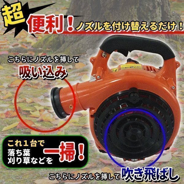 1台2役 エンジンブロワー バキューム 排気量 30cc 落ち葉掃除機 エンジンブロアー 送風機 集じん機_画像2