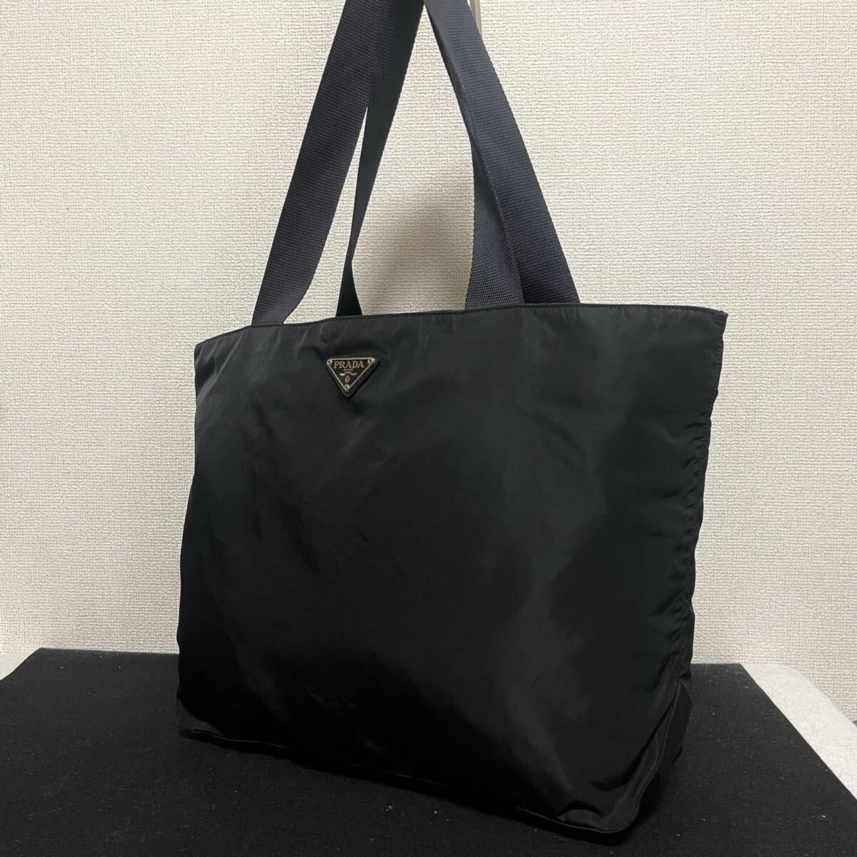 1 иен старт! превосходный товар PRADA Prada нейлон большая сумка треугольник Logo te Hsu to сумка на плечо черный NEROpokono большая вместимость 