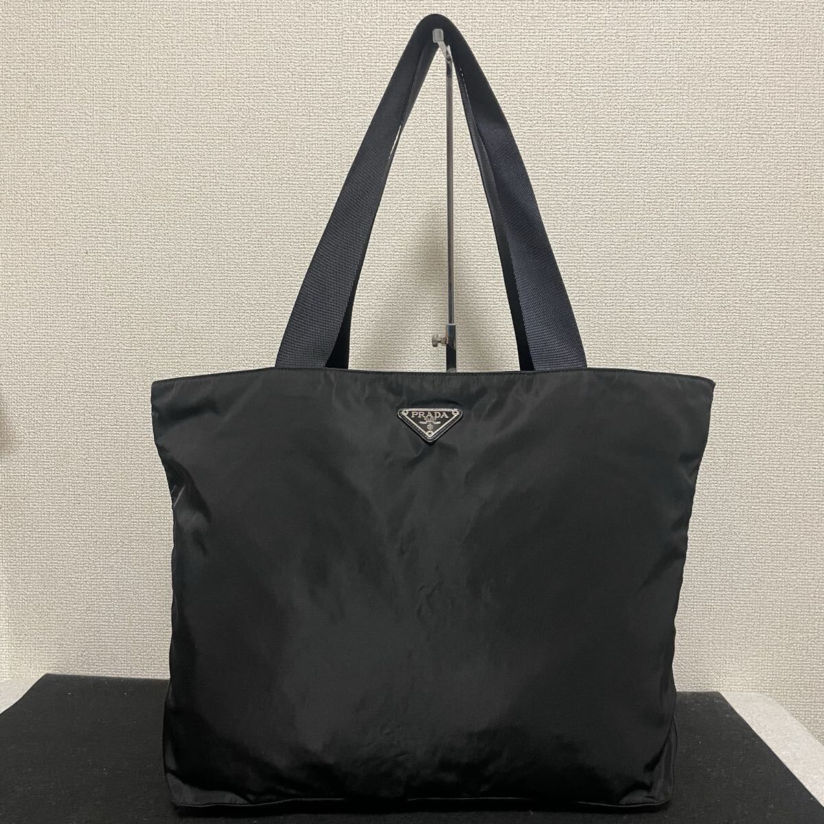 1 иен старт! превосходный товар PRADA Prada нейлон большая сумка треугольник Logo te Hsu to сумка на плечо черный NEROpokono большая вместимость 