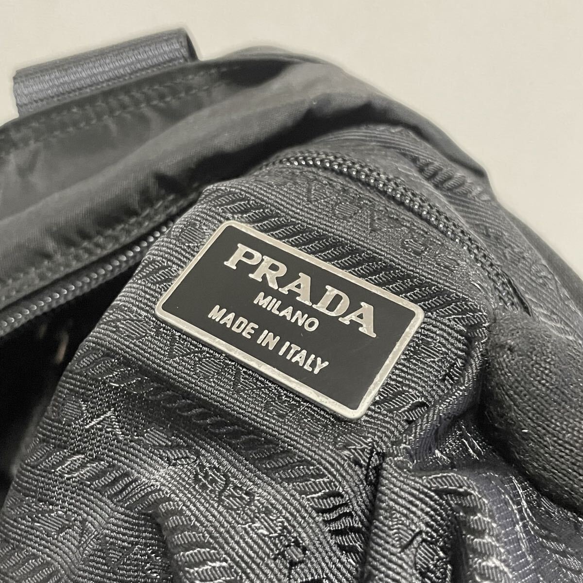 1 иен старт! превосходный товар PRADA Prada нейлон большая сумка треугольник Logo te Hsu to сумка на плечо черный NEROpokono большая вместимость 
