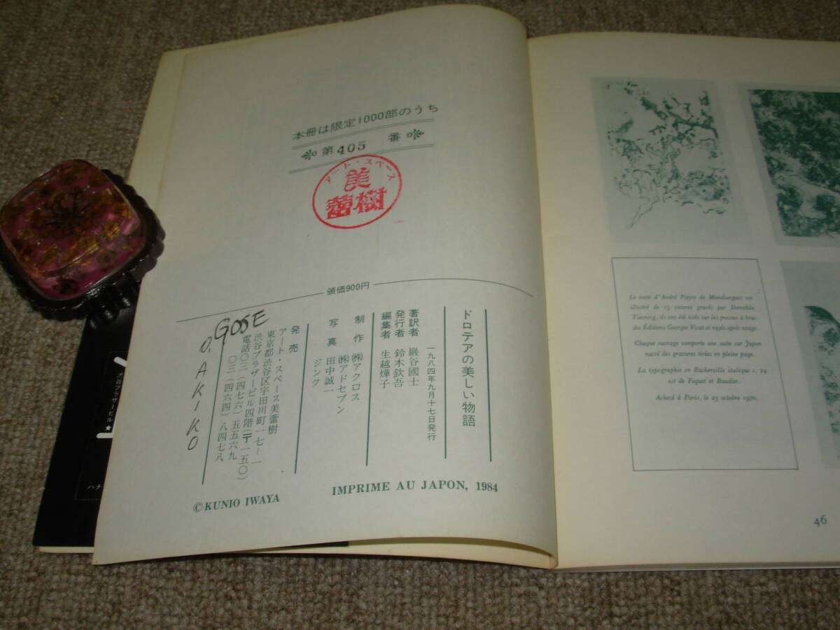 限定1000部のうち405番）ドロテア・タニング＊ドロテアの美しい物語・巖谷国士★アート・スペース・美蕾樹＊1984年_画像2