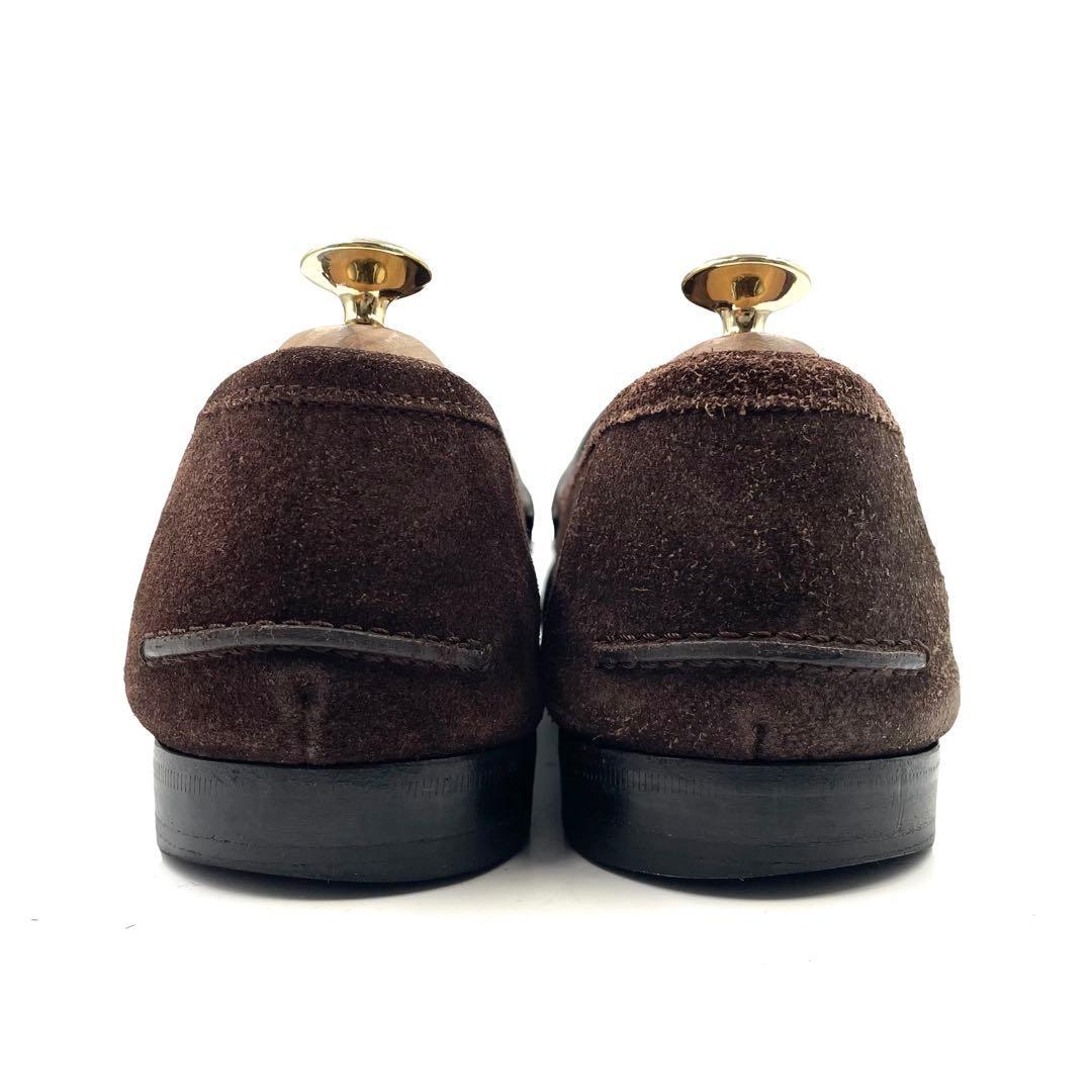 超美品!! GUCCI グッチ ホース ビット ローファー スウェード スエード レザー ブラウン 茶系 8 253303 _画像4