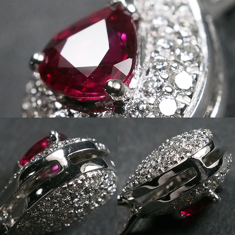 音羽屋■ ルビー/0.61ct ダイヤ/0.68ct K18WG ネックレス ソーティング付き 仕上済【中古】_画像6