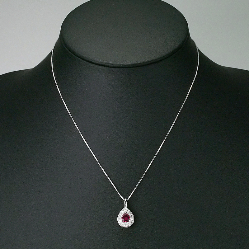 音羽屋■ ルビー/0.61ct ダイヤ/0.68ct K18WG ネックレス ソーティング付き 仕上済【中古】_画像7