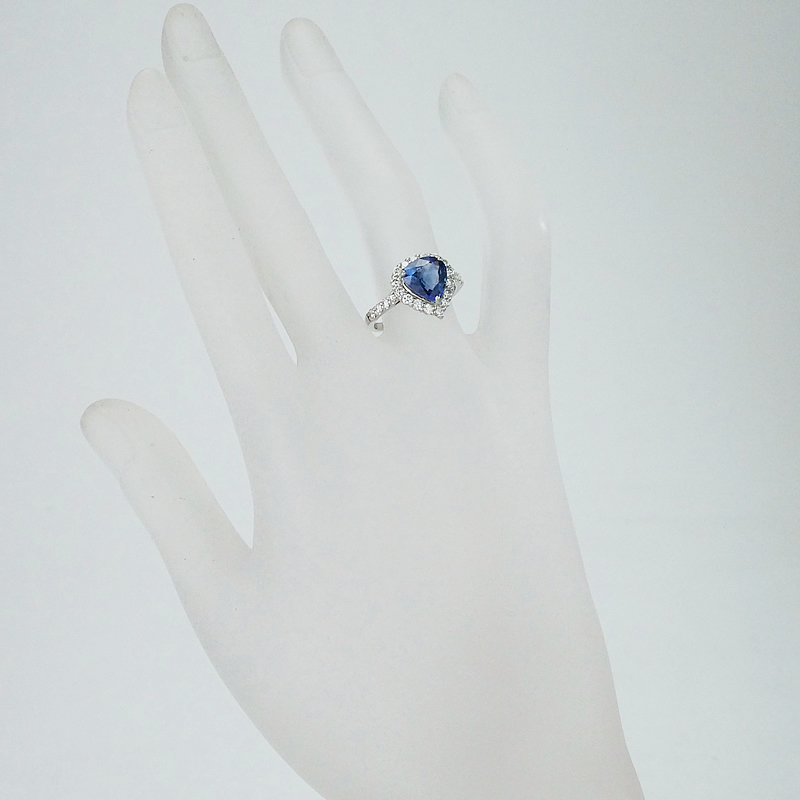 音羽屋■ スリランカ産 ロイヤルブルー サファイア/2.36ct ダイヤ/0.63ct Pt900 リング 13号 鑑別書付き 仕上済【中古】_画像7