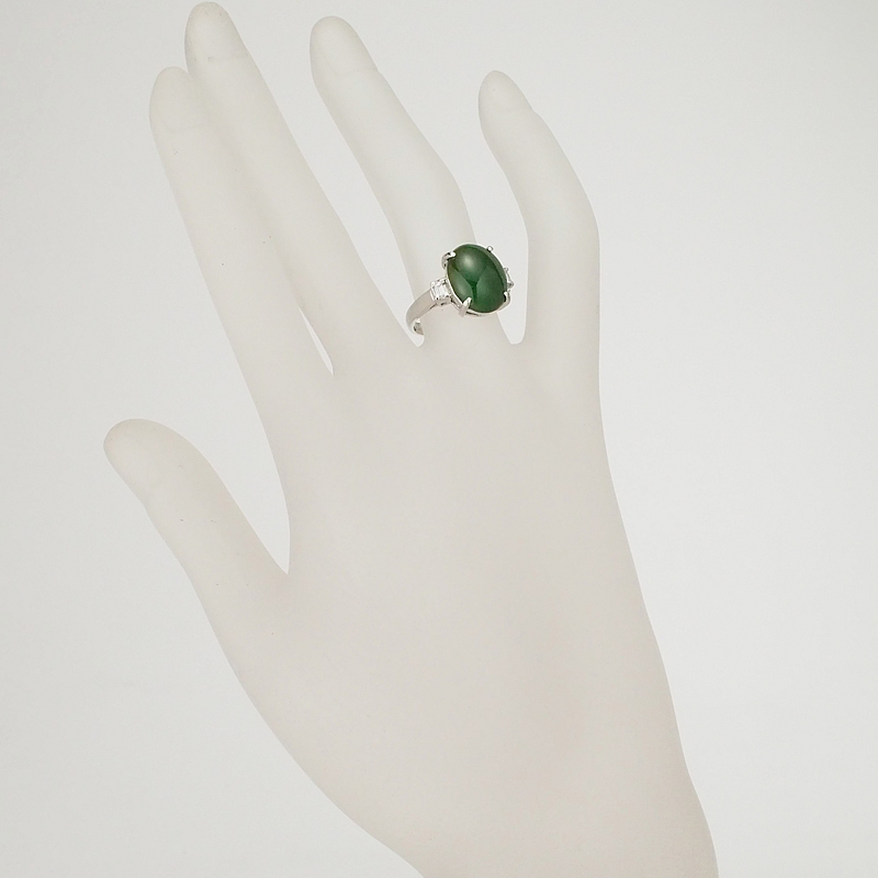 音羽屋■ 翡翠 ヒスイ/5.43ct ダイヤ/0.10ct Pt900 プラチナ デザイン リング 12号 鑑別書付き 仕上済【中古】_画像7