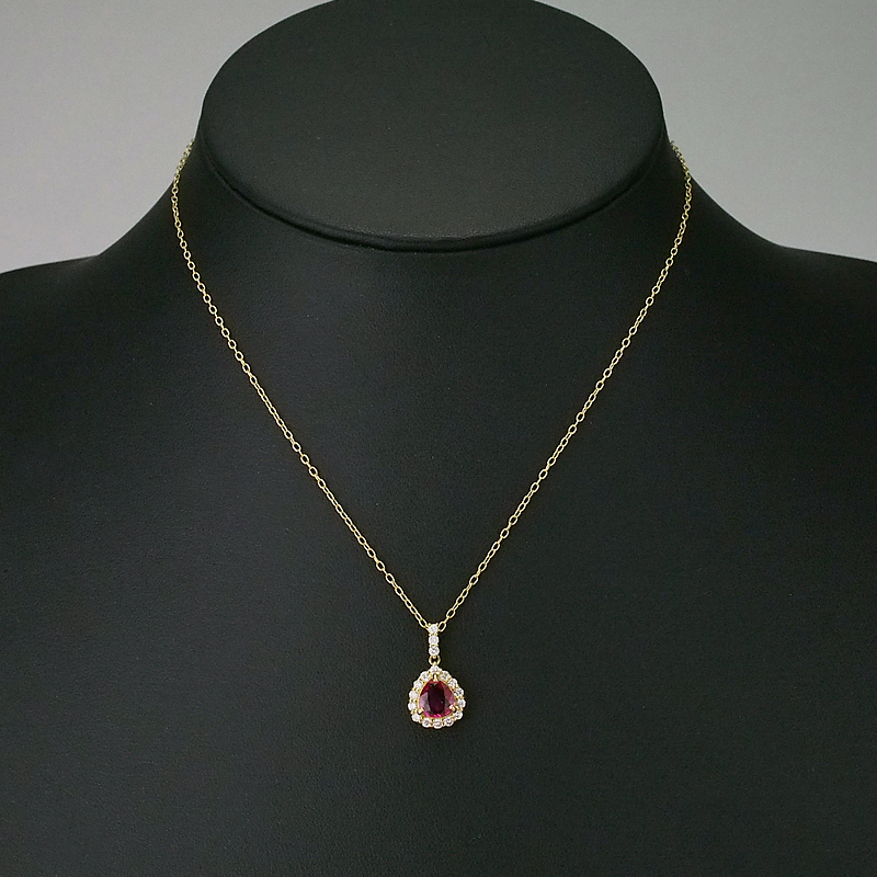 音羽屋■ ノーヒート 非加熱ルビー/1.03ct ダイヤ/0.30ct K18YG ペンダントトップ 鑑別書付き 仕上済【中古】_画像6