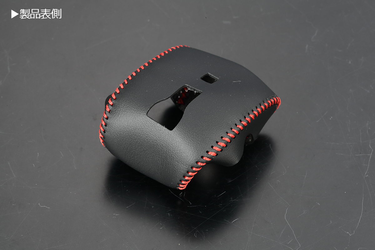 GN0W アウトランダーPHEV *2024年9月まで レザー調 シフトノブカバー 被せタイプ レッドステッチ シフトカバー ネコポス発送_画像2