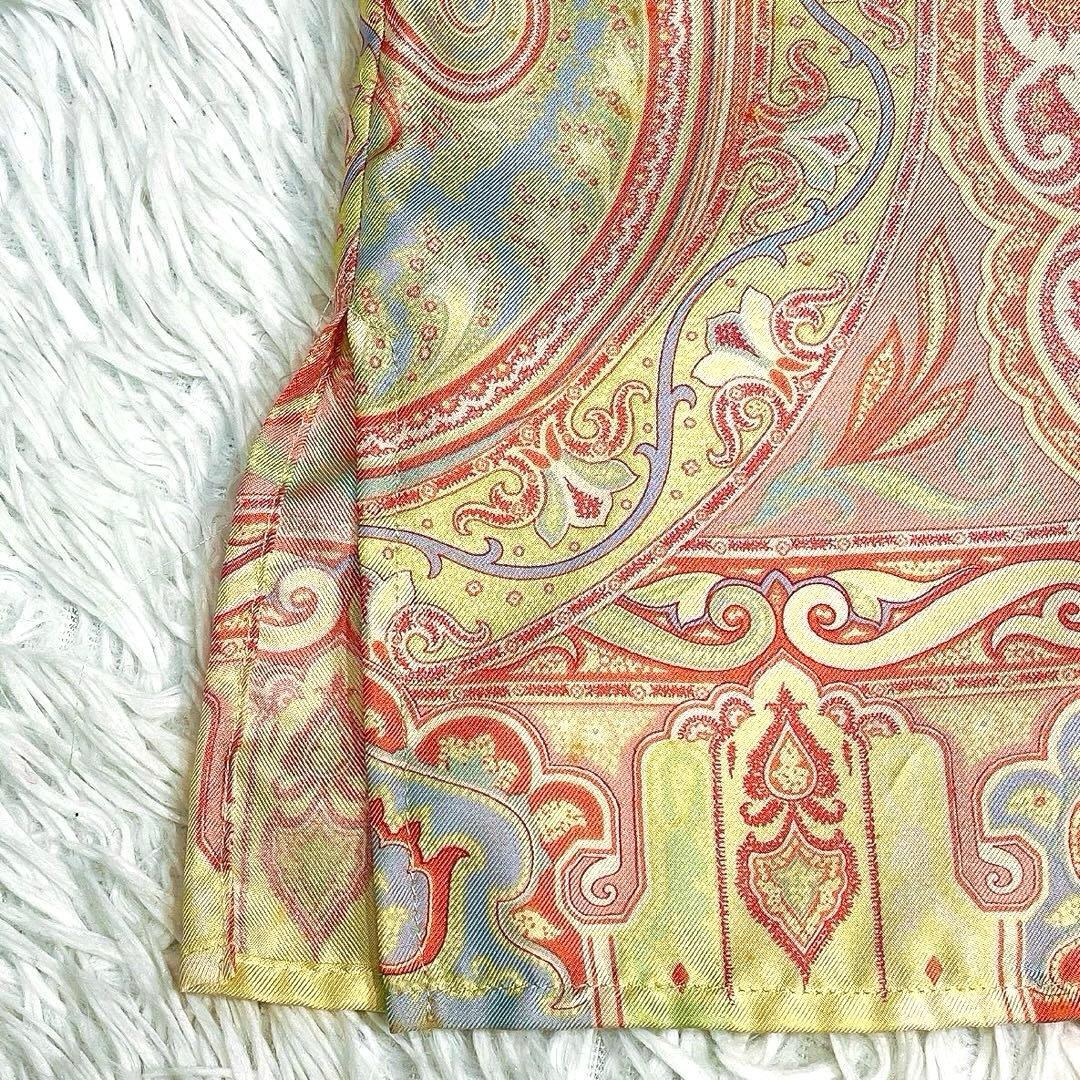 美品★ETRO★エトロ 絹シルク100% ペイズリー柄 長袖シャツ ブラウス サーモンピンク サイズ40_画像5