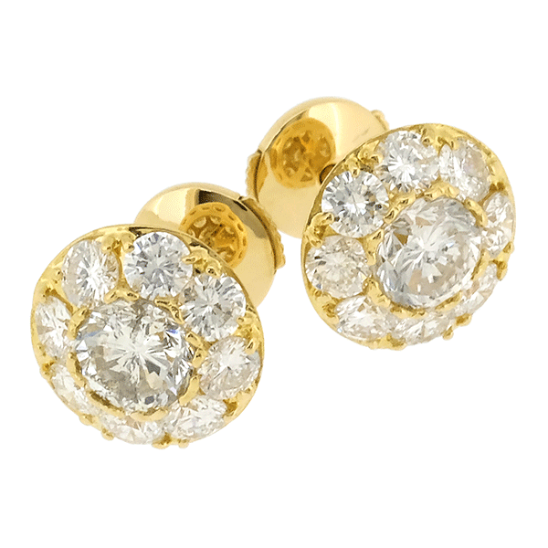 送料無料 本物 一押し K18 ダイヤモンド ピアス 1.03ct/1.03ct イエローゴールド スタッドタイプ 磨き済み キラキラ 大人女子 綺麗 上品_画像1