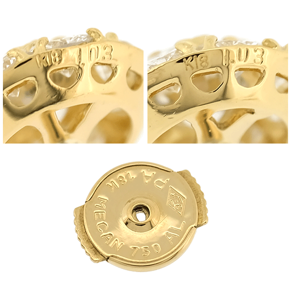 送料無料 本物 一押し K18 ダイヤモンド ピアス 1.03ct/1.03ct イエローゴールド スタッドタイプ 磨き済み キラキラ 大人女子 綺麗 上品_画像7