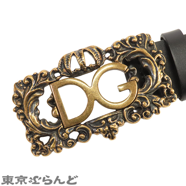 101824792 ドルチェアンドガッバーナ DOLCE&GABBANA ベルト ブラック 黒 レザー DGロゴ メンズ_画像2