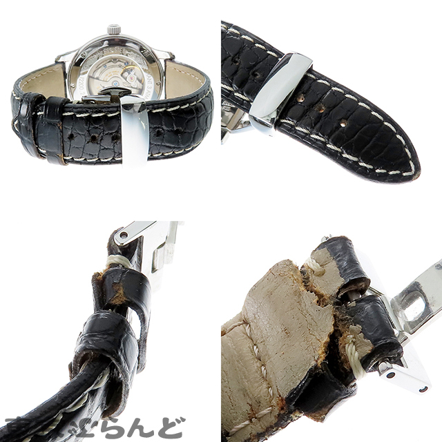 101830825 1円 レビュートーメン 腕時計 12200.2 シルバー SS クロコダイルレザー スケルトン オープンハート 腕時計 メンズ 自動巻_画像7