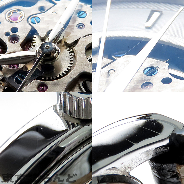 101830825 1円 レビュートーメン 腕時計 12200.2 シルバー SS クロコダイルレザー スケルトン オープンハート 腕時計 メンズ 自動巻_画像8