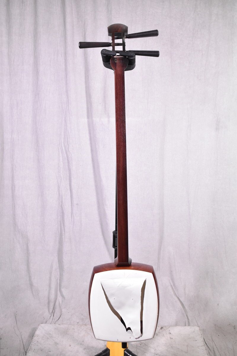 【J】三味線 中棹 東さわり 二枚溝 金細 紅木 子持ち綾杉 3154047_画像5