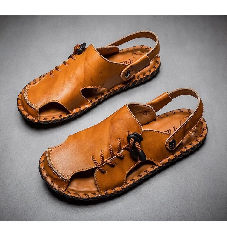 LX-2166 красный чай 38/38-47 выбор дешевый телячья кожа легкий лето предотвращение скольжения удобный "дышит" сандалии мужской спорт пляжные шлепанцы тапочки уличный 