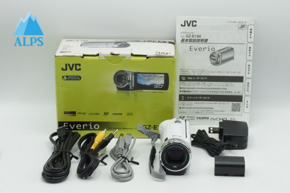 美品 JVC ケンウッド Everio GZ-E180 デジタルビデオカメラ ホワイト 元箱付 251117ae【アルプスカメラ】_画像1