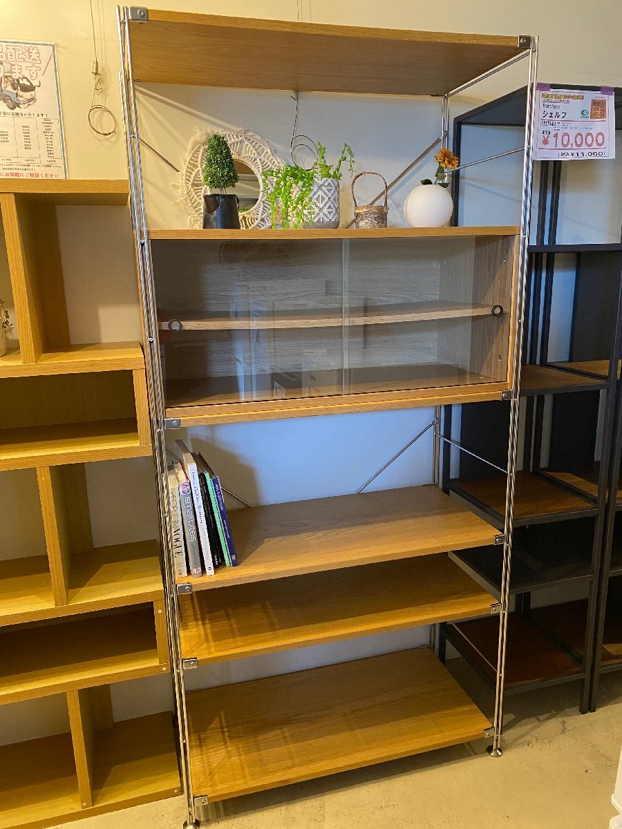 無印良品 MUJI ステンレスユニットシェルフ 棚板・扉付き収納付き フリーラック 収納棚 中古品_画像2