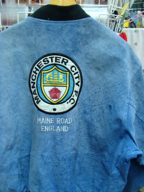 【状態難あり・カビ】90s マンチェスター・シティ ジップアップ スウェードジャンパー (M) _画像1