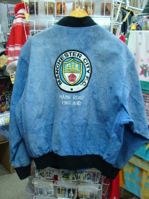 【状態難あり・カビ】90s マンチェスター・シティ ジップアップ スウェードジャンパー (M) _画像2