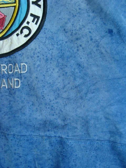 【状態難あり・カビ】90s マンチェスター・シティ ジップアップ スウェードジャンパー (M) _画像6