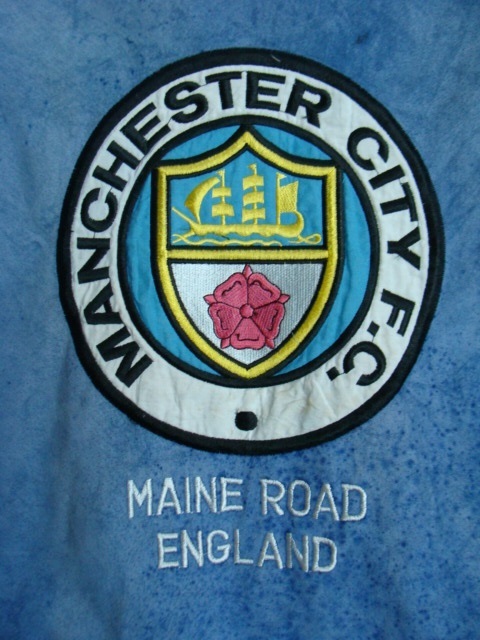 【状態難あり・カビ】90s マンチェスター・シティ ジップアップ スウェードジャンパー (M) _画像5