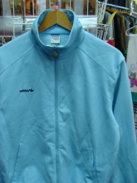 【90s】adidas アディダス ジャージトップ 水色 (L) デサント製 _画像1