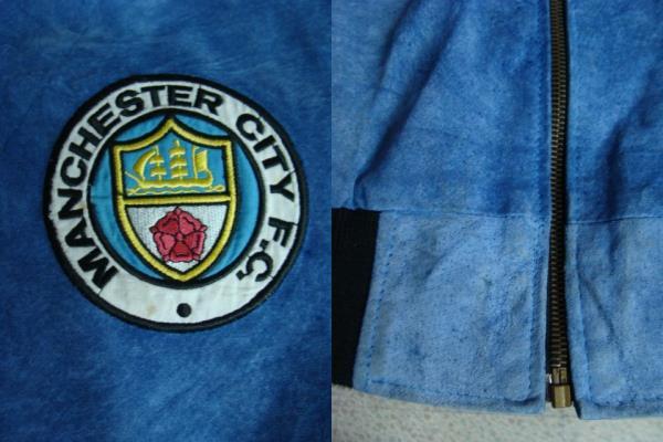 【状態難あり・カビ】90s マンチェスター・シティ ジップアップ スウェードジャンパー (M) _画像9
