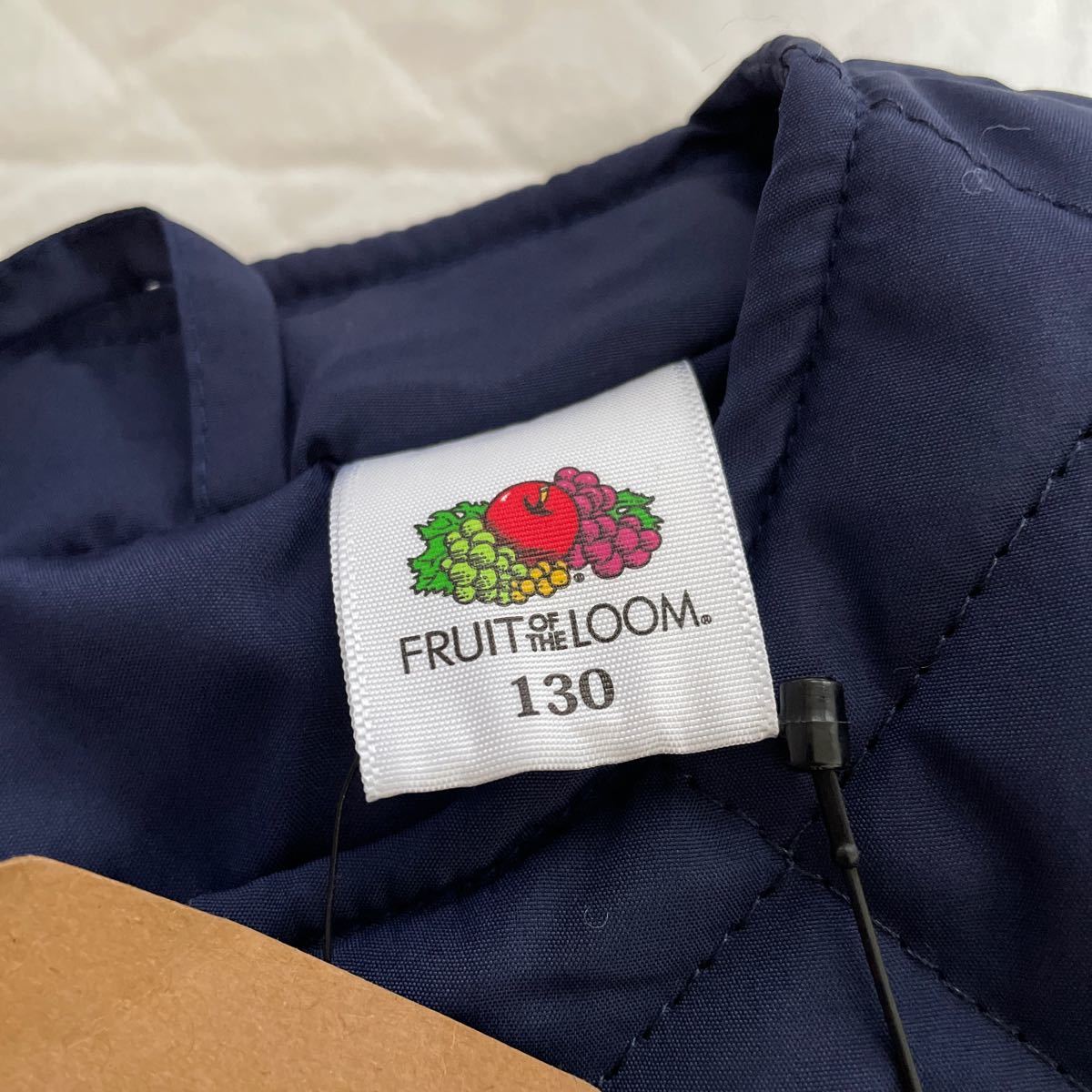 新品■FRUIT OFTHE LOOM フルーツ オブザ ルーム キッズ ジャケット 130 ネイビー×ブラウン もこもこ キルティングジャケット_画像7