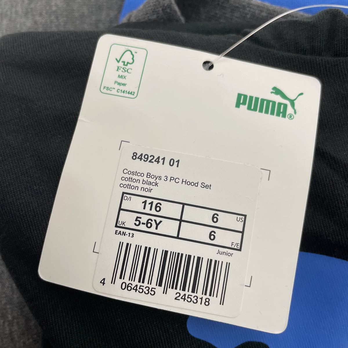 新品■PUMA プーマ キッズ 男の子 長袖シャツ スウェットパンツ 3点セット 5-6Y 裏起毛 110 120_画像6