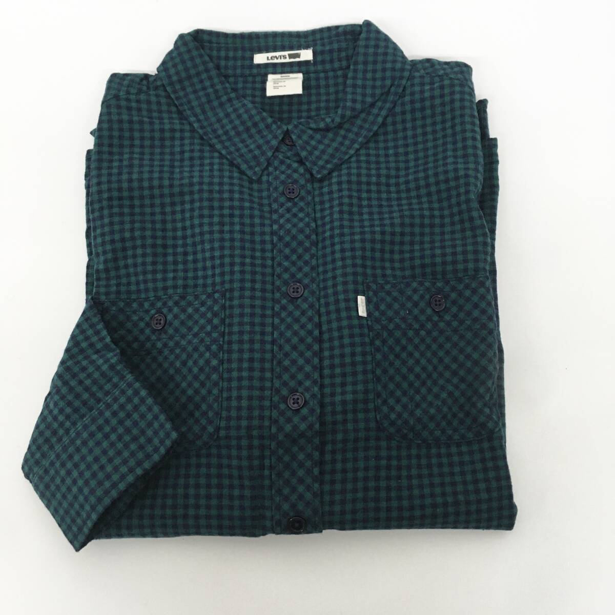 新品■Levis リーバイス レディース 長袖チェックシャツ M グリーン カジュアル_画像1
