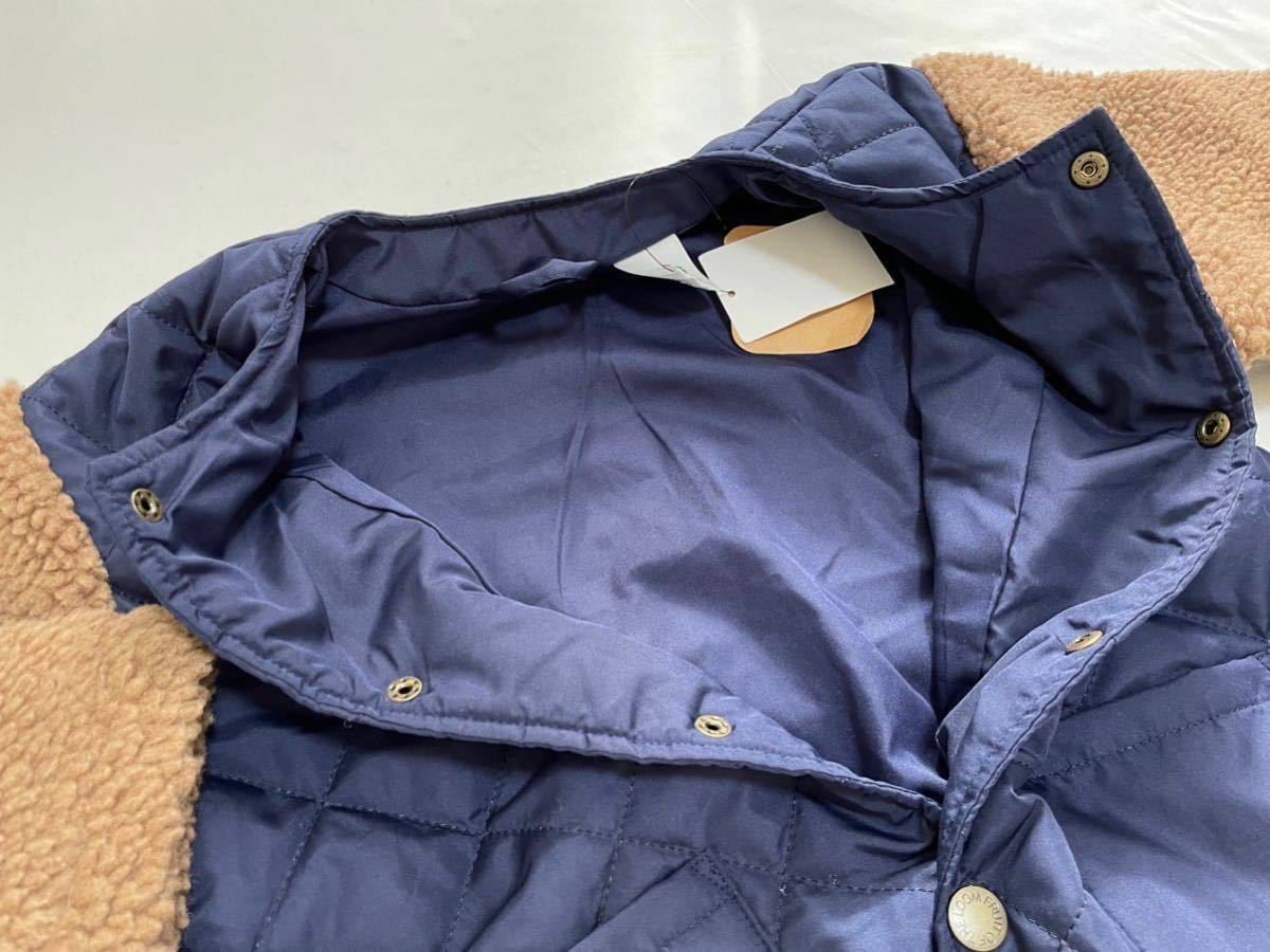 新品■FRUIT OFTHE LOOM フルーツ オブザ ルーム キッズ ジャケット 130 ネイビー×ブラウン もこもこ キルティングジャケット_画像4