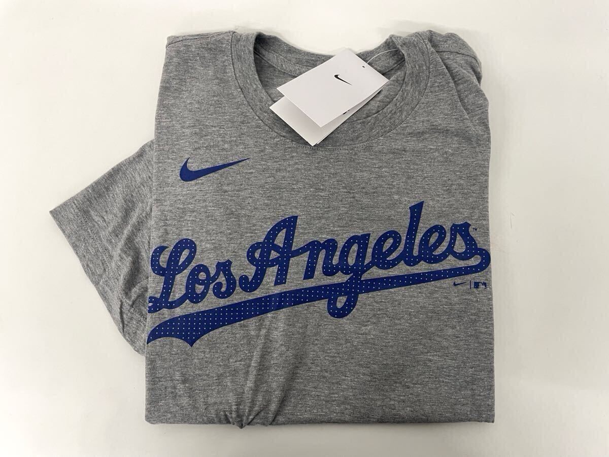 新品■NIKE ナイキ メンズ 半袖シャツ ドジャース 大谷 Tシャツ L グレー OHTANI_画像1
