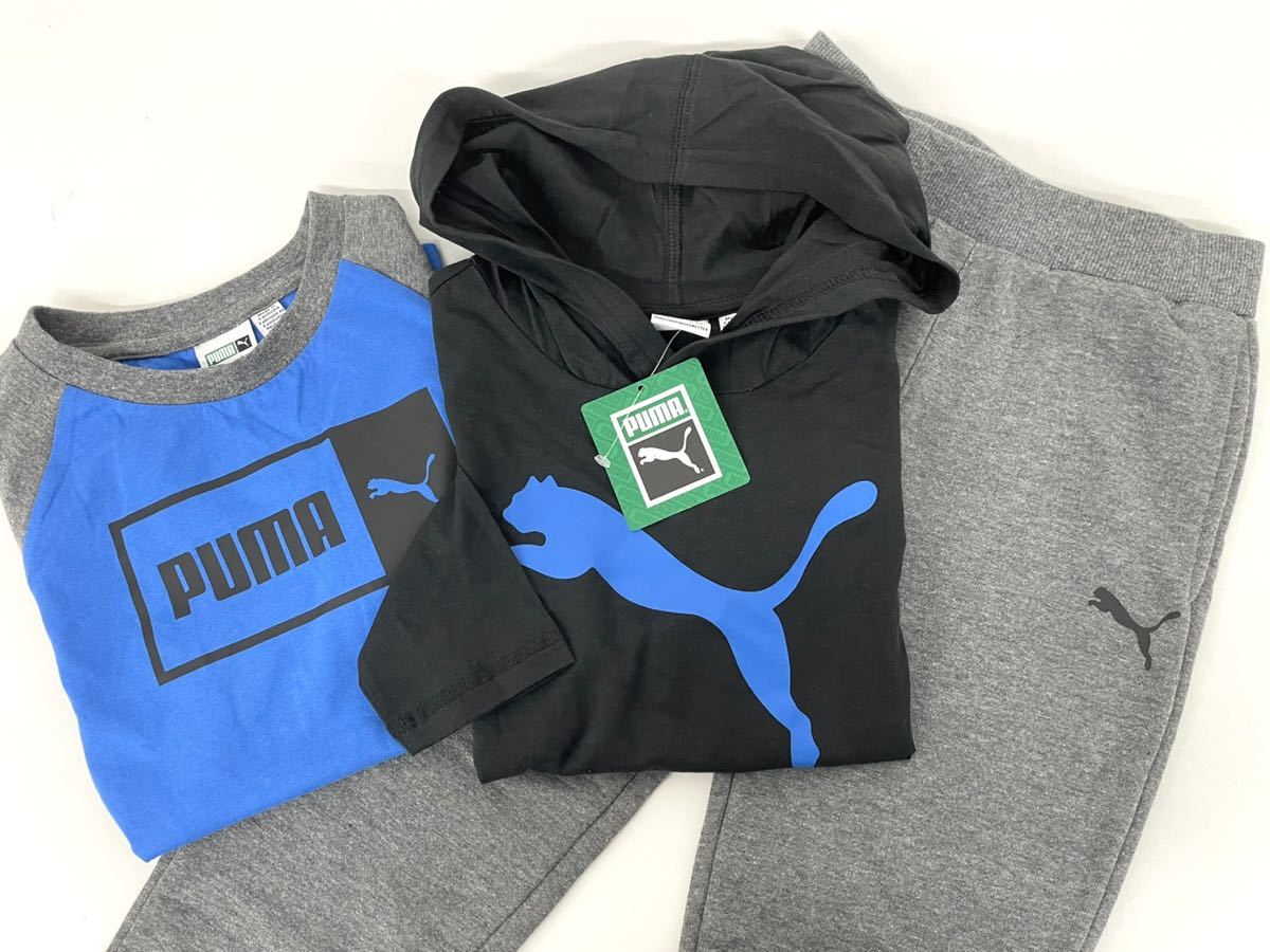 新品■PUMA プーマ キッズ 男の子 長袖シャツ スウェットパンツ 3点セット 5-6Y 裏起毛 110 120_画像1