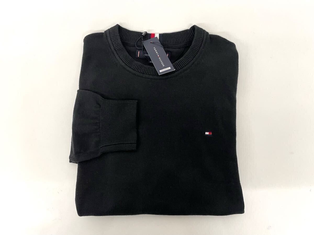 TOMMY トミーヒルフィガー メンズ 丸首 セーター S ブラック 黒 ロゴ _画像1
