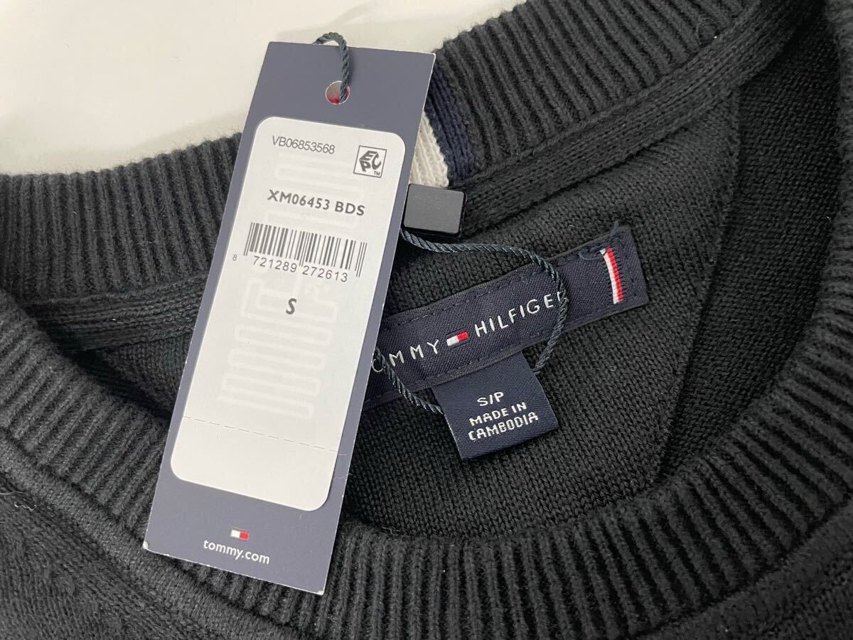 TOMMY トミーヒルフィガー メンズ 丸首 セーター S ブラック 黒 ロゴ _画像6