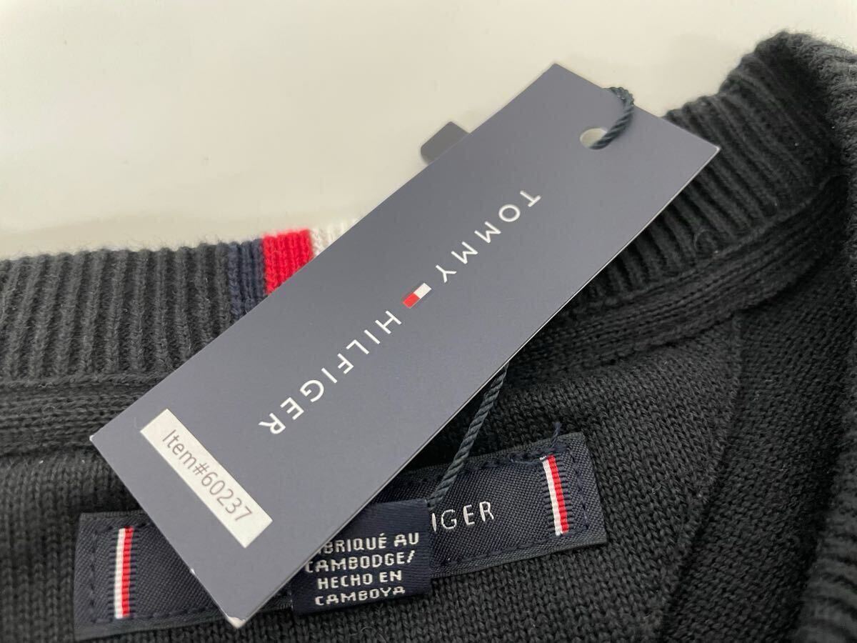 TOMMY トミーヒルフィガー メンズ 丸首 セーター S ブラック 黒 ロゴ _画像7