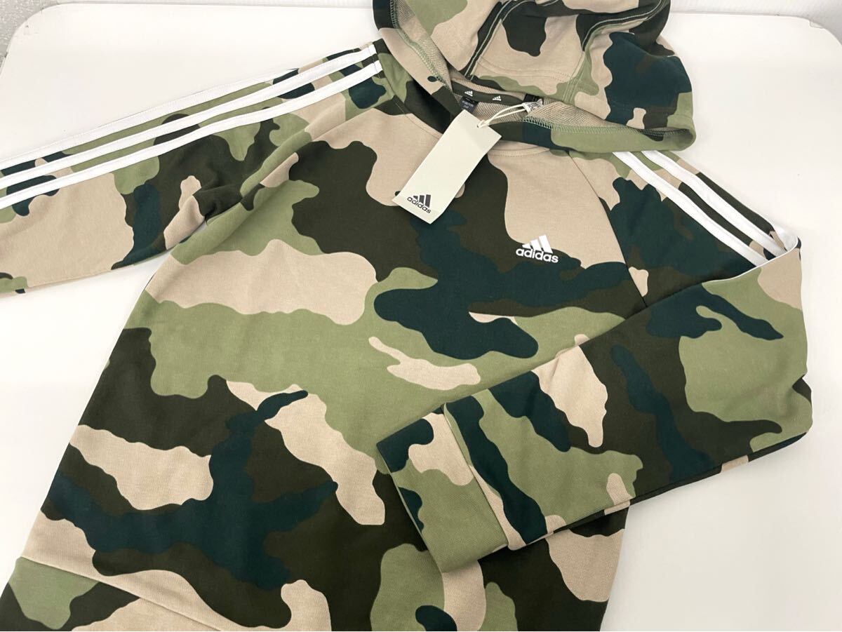 新品■アディダス adidas キッズ 迷彩 パーカー 140 グリーン ベージュ IW3470_画像4