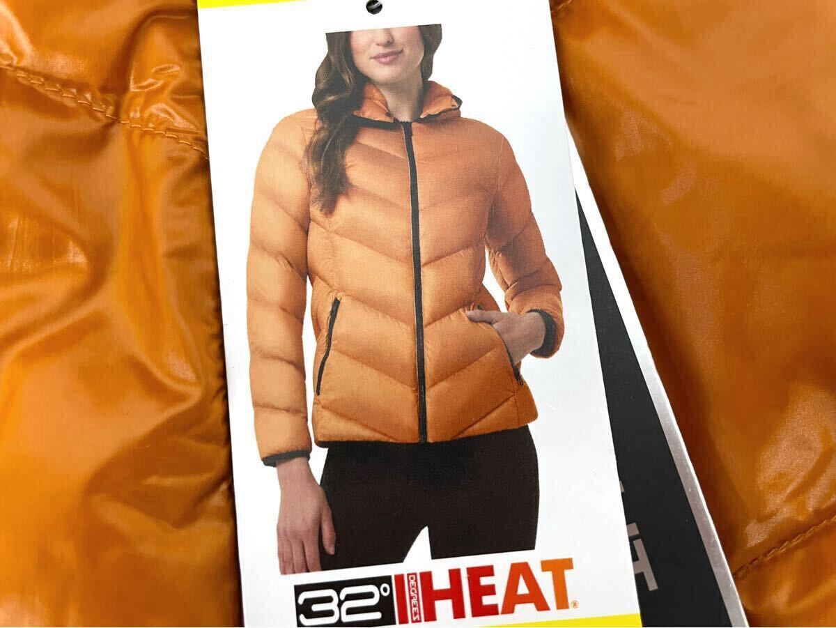 新品■32°HEAT レディース ダウンジャケット M オレンジ ダウン90% 防寒 フード付き_画像7