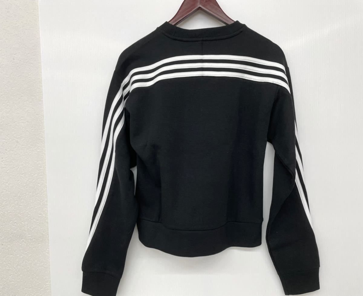 未使用■アディダス adidas レディース ホワイト3ライン トレーナー M ブラック スポーツ GU9691_画像2