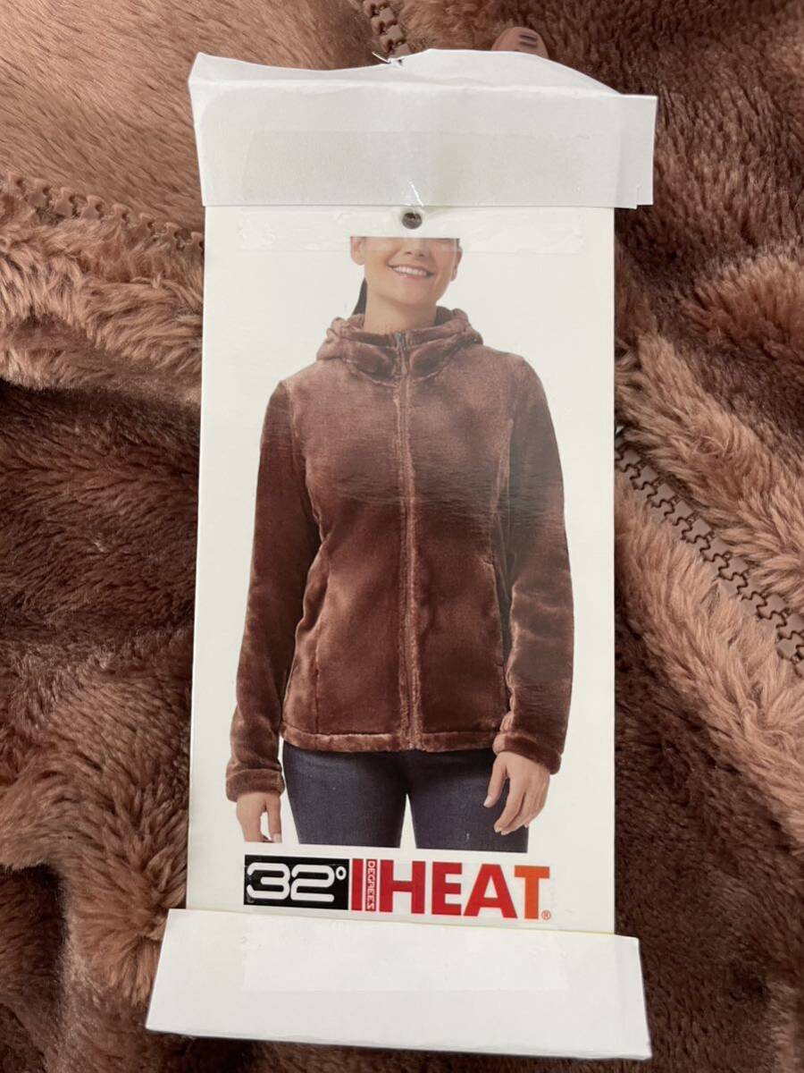 新品■32°HEAT レディース もこもこ フルジップ パーカー S えんじ 赤系 防寒 ._画像6