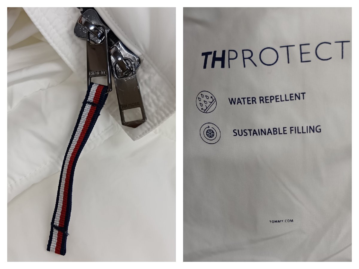 TOMMY HILFIGER トミーヒルフィガー ダウンジャケット コート ファー ベルト付き ホワイト L レディーズ_画像9