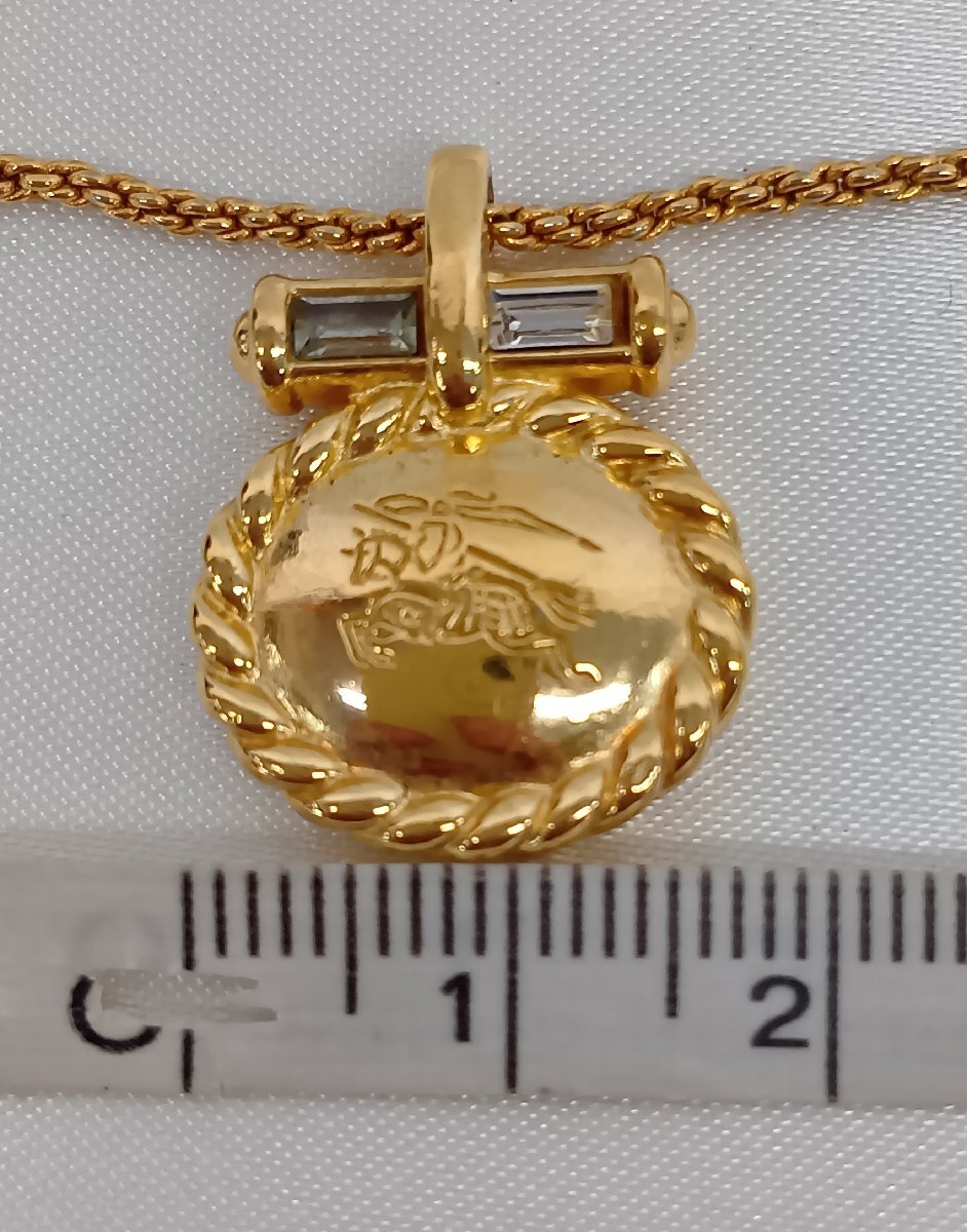 BURBERRY バーバリー ヴィンテージ ラインストーン ホースロゴ ネックレス_画像10